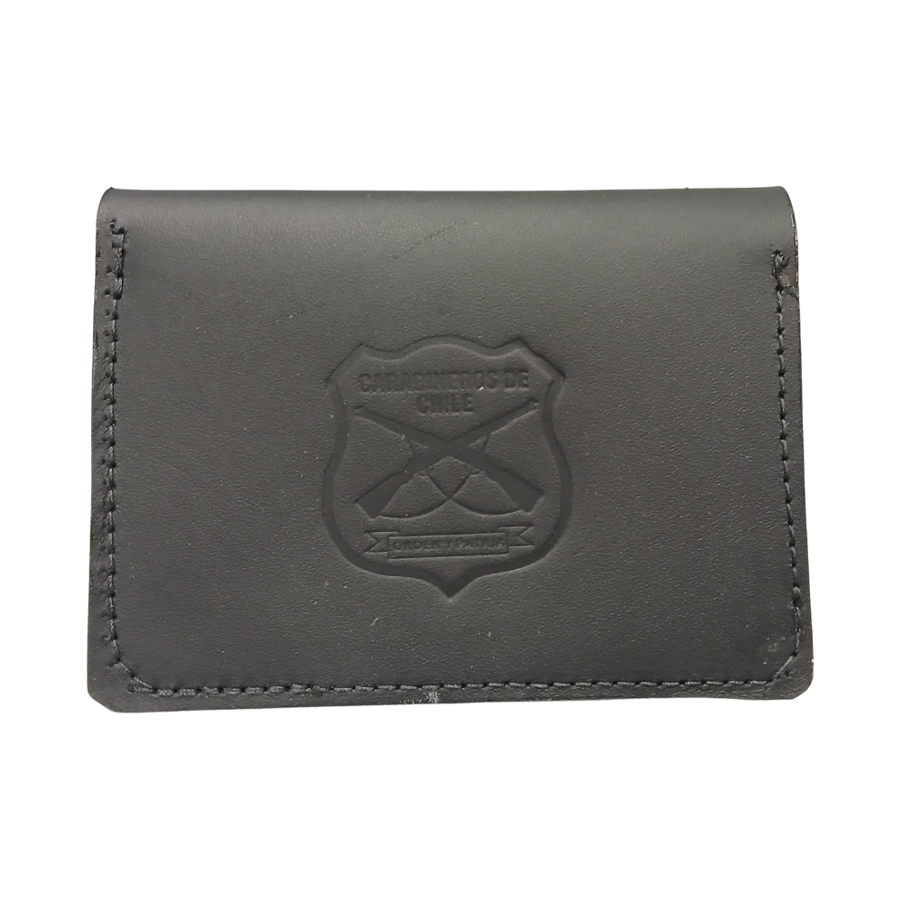 Billetera de Cuero Negro Vertical Carabineros