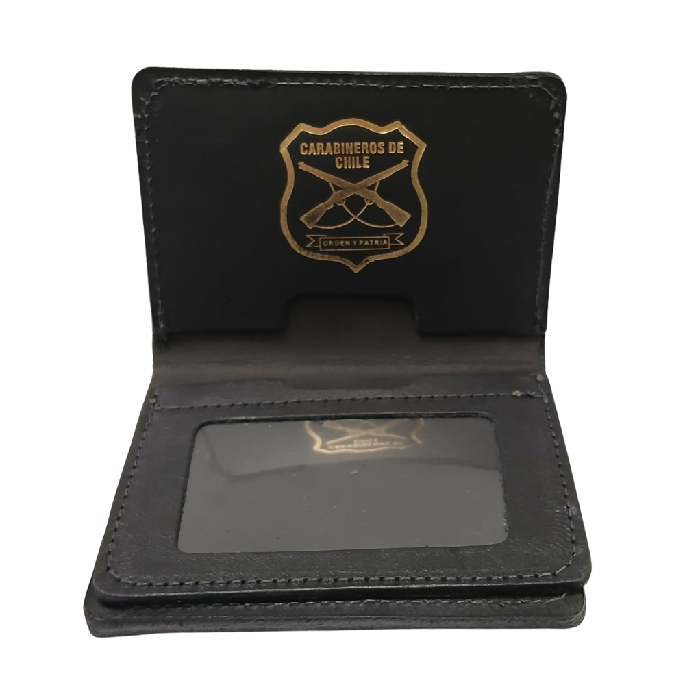 Billetera de Cuero Negro Vertical Carabineros