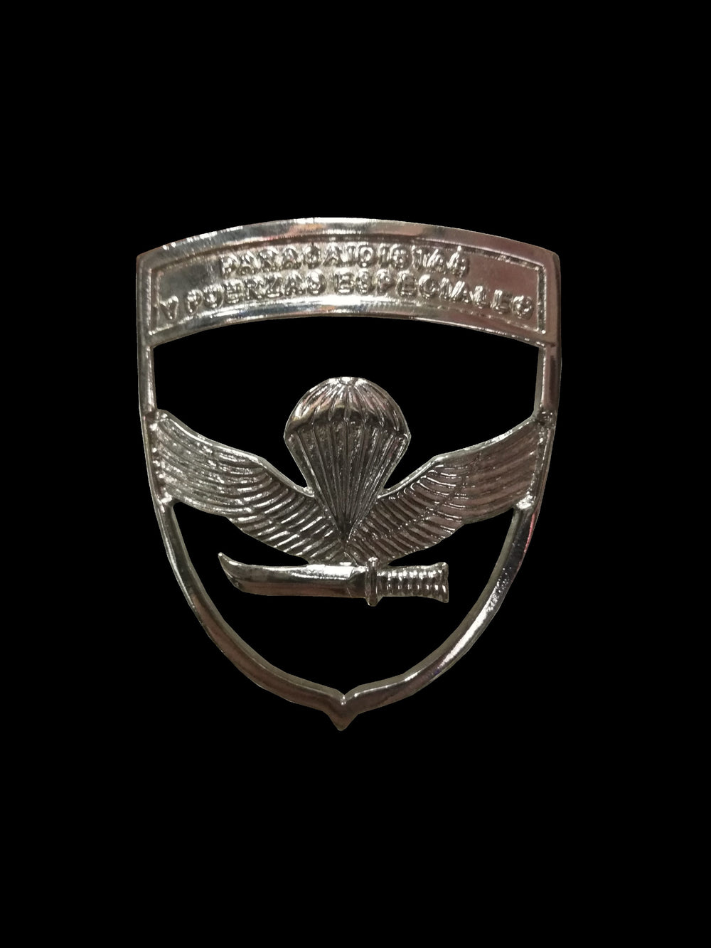 PIOCHA METAL PLATEADO  BOINA GORRO DE PARACAIDISTA Y FUERZAS ESPECIALES