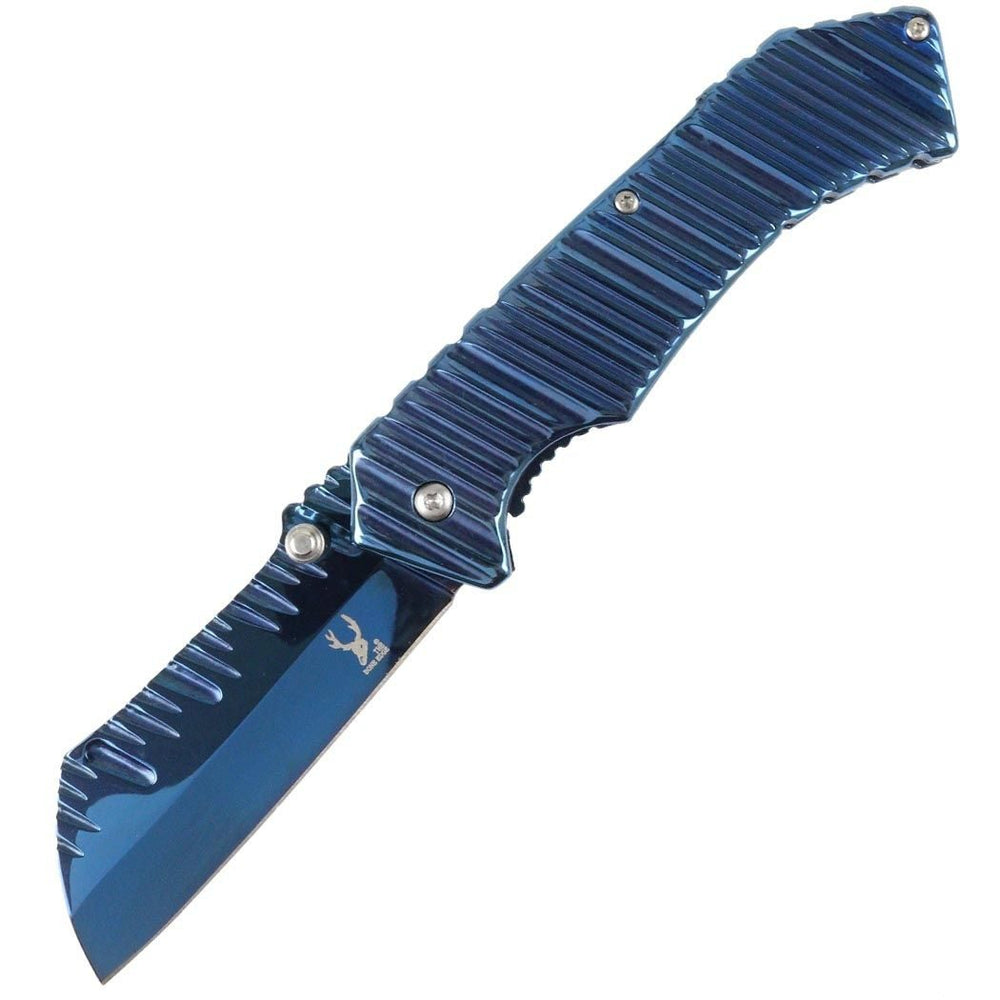 NAVAJA CON CUCHILLA Y MANGO AZUL 7 "