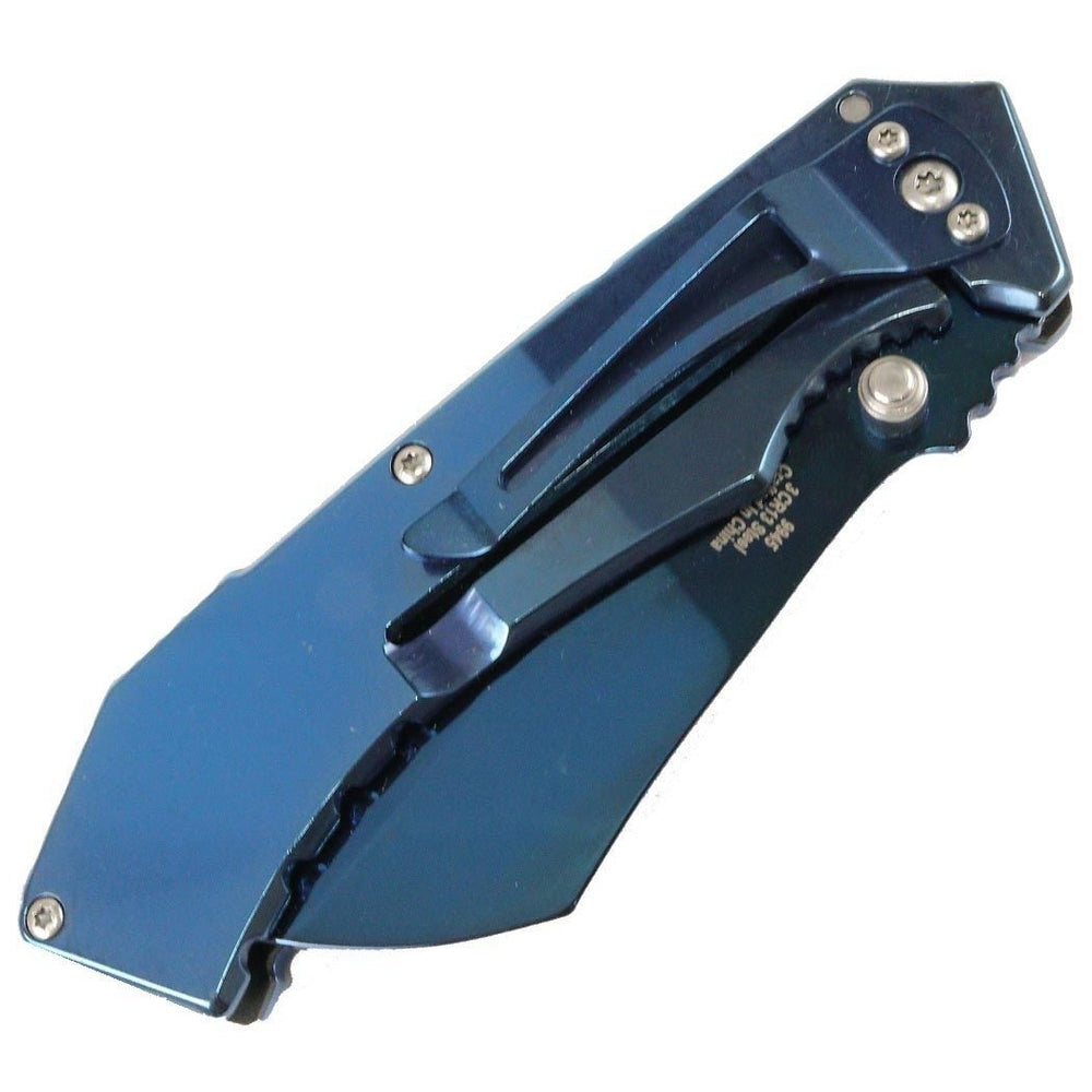 NAVAJA CON CUCHILLA Y MANGO AZUL 7 "