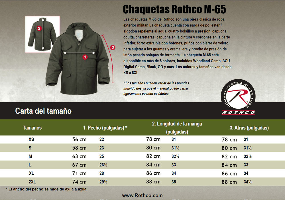 CHAQUETA M-65 ROTHCO VERDE OLIVA
