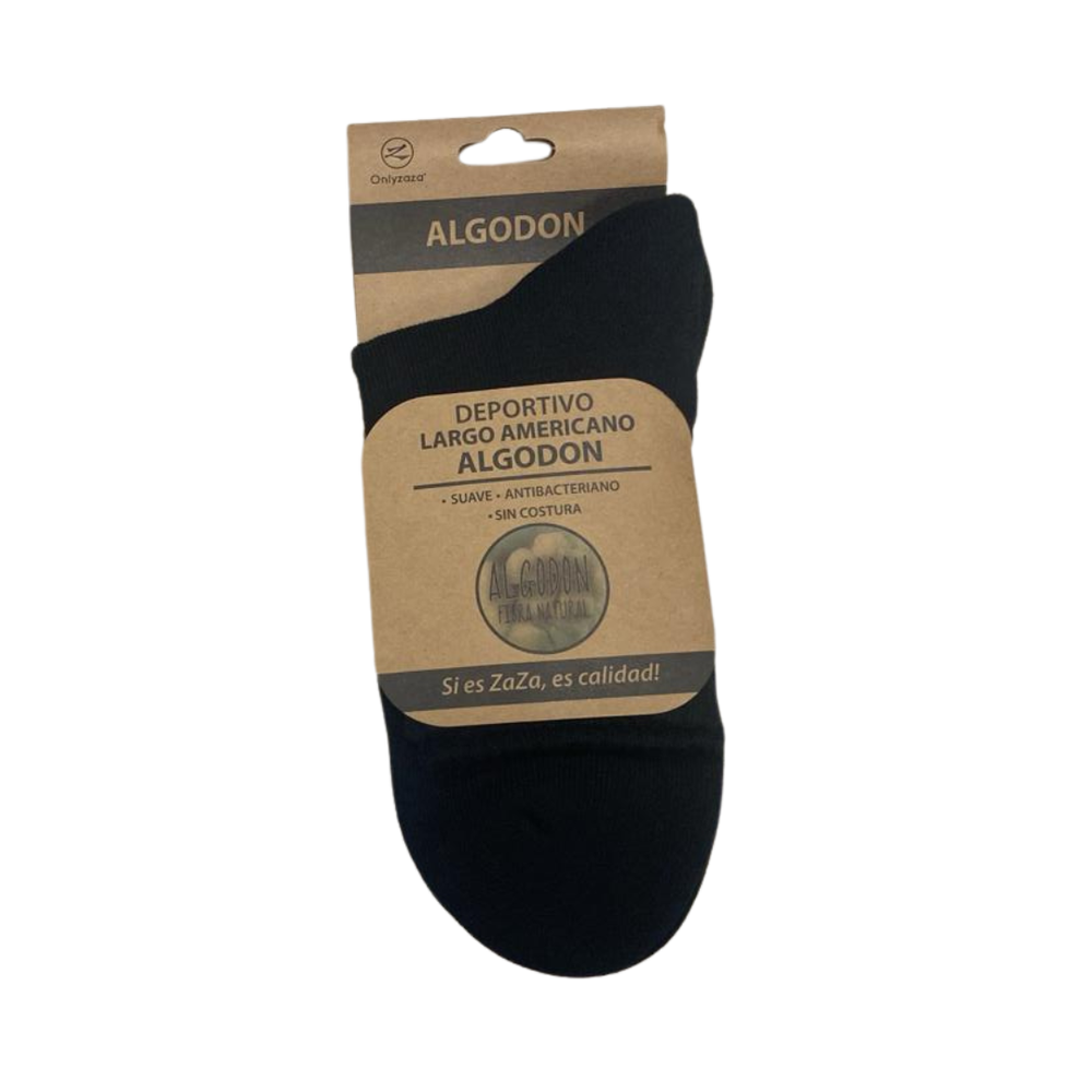 Calcetín Deportivo Largo Americano Algodón Hombre Blanco / Negro