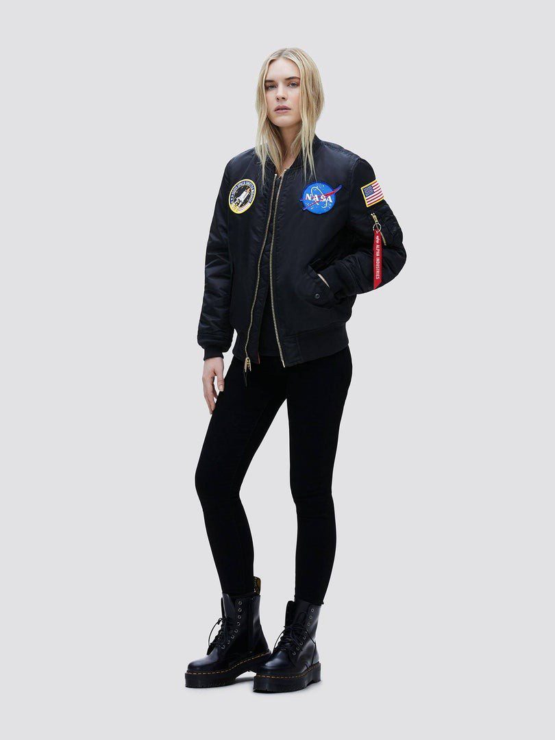 CHAQUETA ALPHA BOMBER MA-1 NASA NEGRA