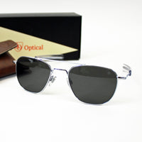 LENTES DE PILOTO AMERICAN OPTICAL MARCO PLATEADO BRILLANTE
