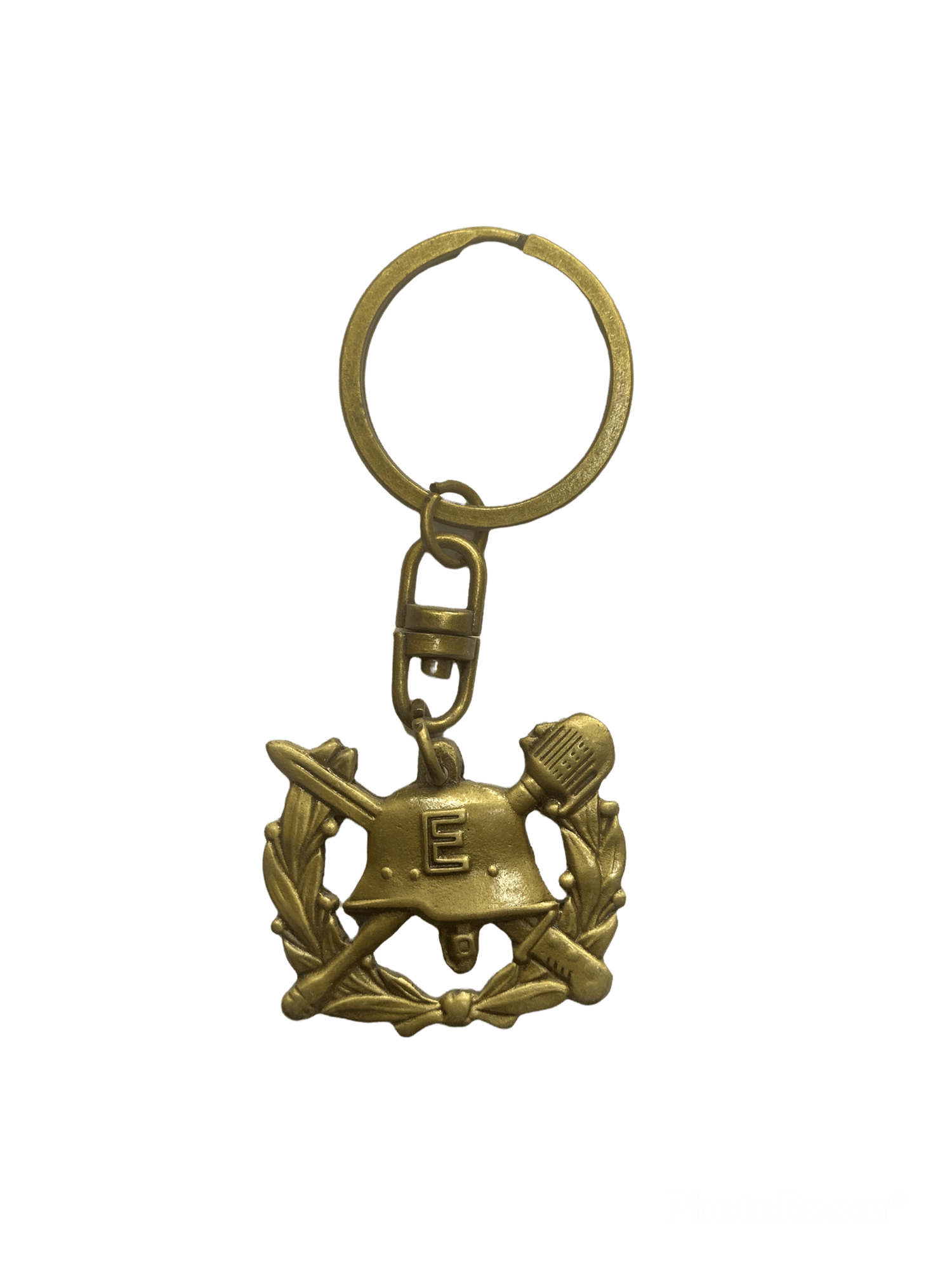 LLAVERO METALICO DORADO INFANTERIA CORONA DE LAURELES