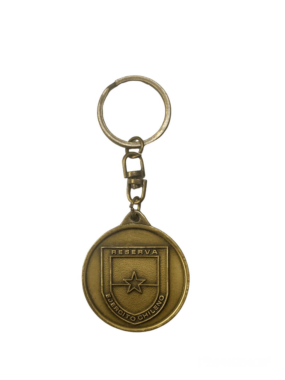 LLAVERO METALICO ESCUDO EJERCITO DE CHILE REDONDO BRONCE