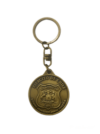 LLAVERO METALICO ESCUDO EJERCITO DE CHILE REDONDO BRONCE