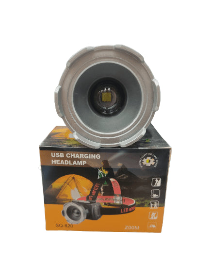 LINTERNA FRONTAL ZOOM NEGRO SQ-820 USB