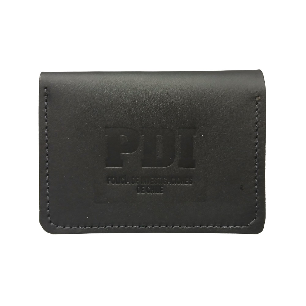 Billetera de Cuero Negro Vertical PDI