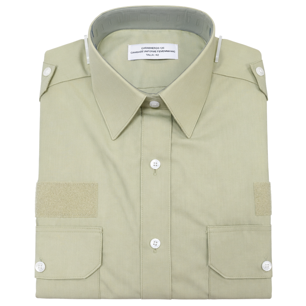 Camisa Verde Claro Manga Corta Carabineros de Chile - Mujer con Velcro (VENTA SOLO A FUNCIONARIO)