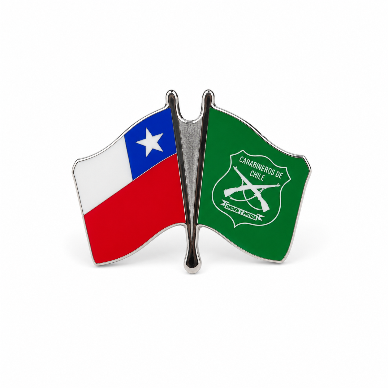 Pin Bandera de Chile y Carabineros Metálico Institucional