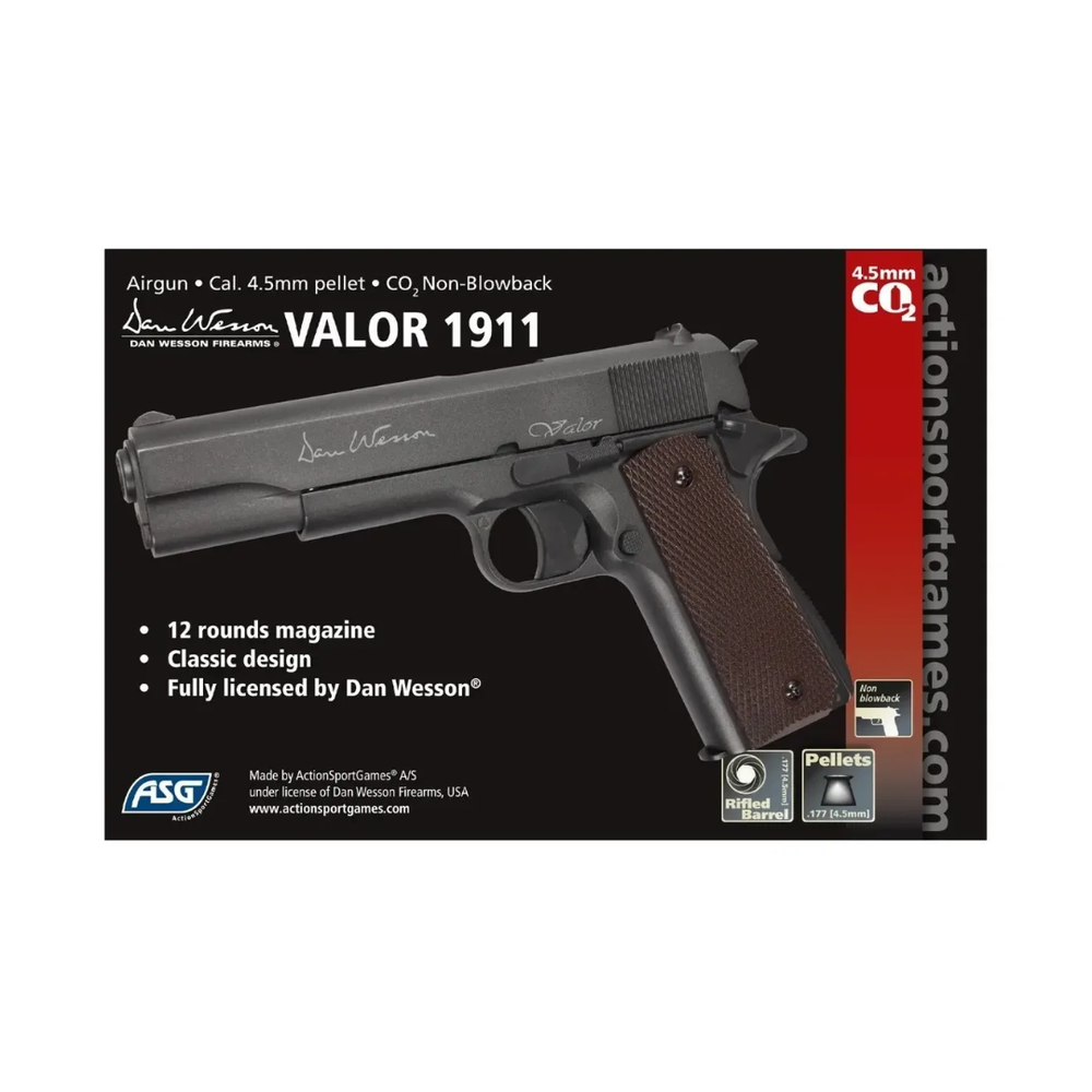 Pistola de Postón ASG Dan Wesson Valor 1911 CO2 4.5 mm | Full Metal