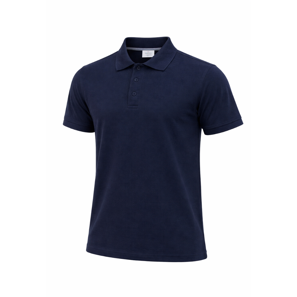 Polera Piqué Azul Institucional o Uso Diario Manga Corta