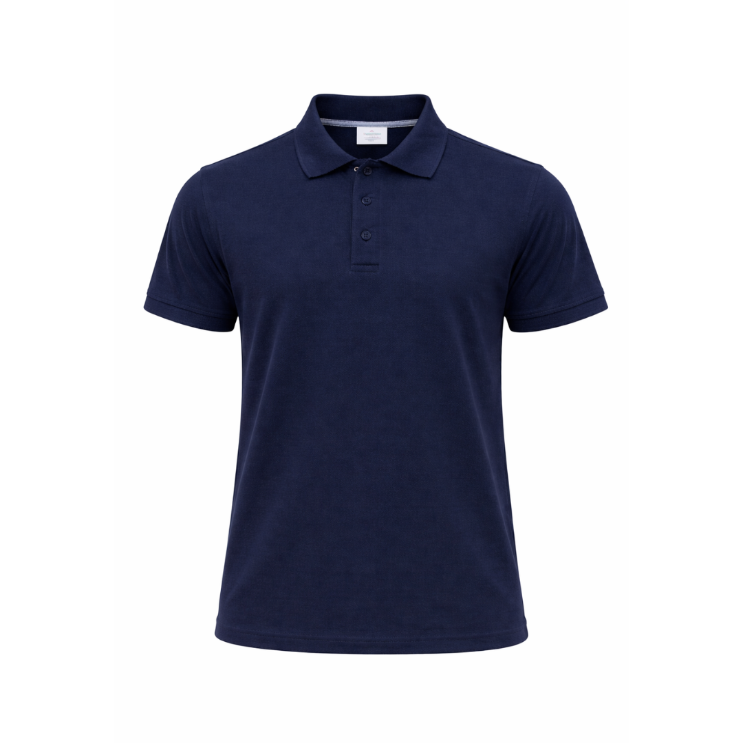 Polera Piqué Azul Institucional o Uso Diario Manga Corta