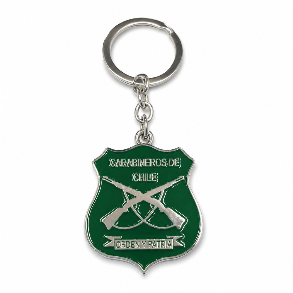 Llavero Escudo Carabineros de Chile Fondo Verde Metálico