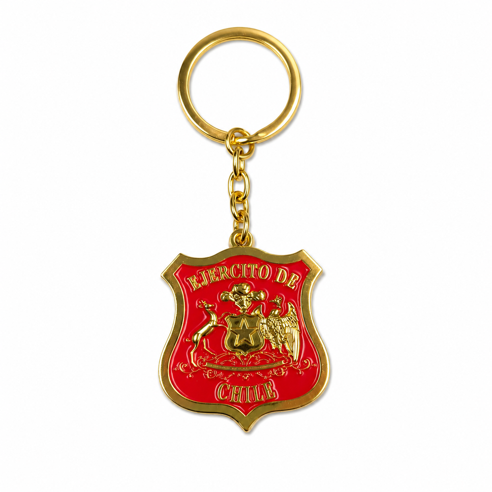 Llavero Escudo Ejército de Chile Dorado Metálico 3D
