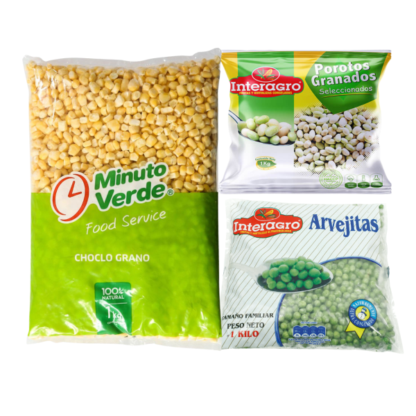 3 Pack Congelados 1 Kg - Choclo, Arvejas y Porotos