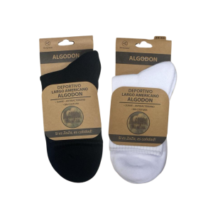Calcetín Deportivo Largo Americano Algodón Hombre Blanco / Negro