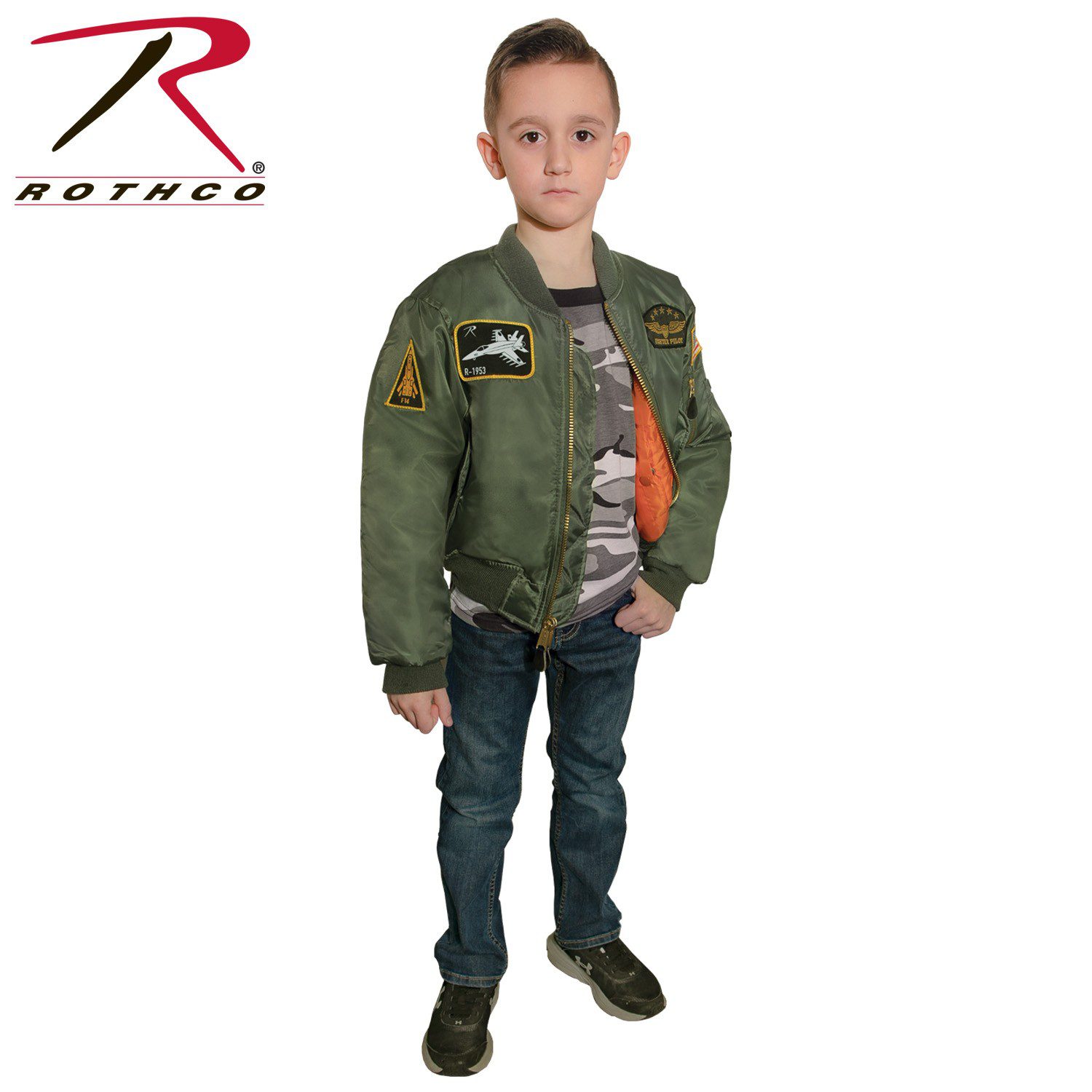 CHAQUETA AVIADOR PARCHES VERDE INFANTIL