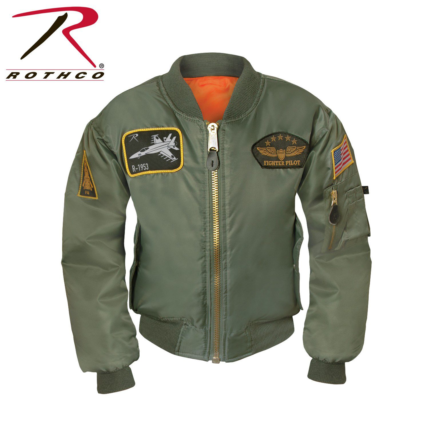 CHAQUETA AVIADOR PARCHES VERDE KIDS ROTHCO